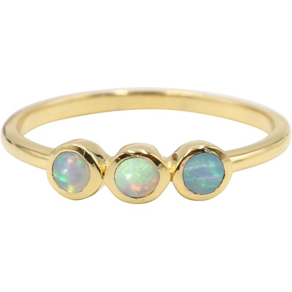 JAY JOOLS Ethiopian Opal Ring Gold Plated 925 Sterling Silver Minimalist Jewelry for Women
