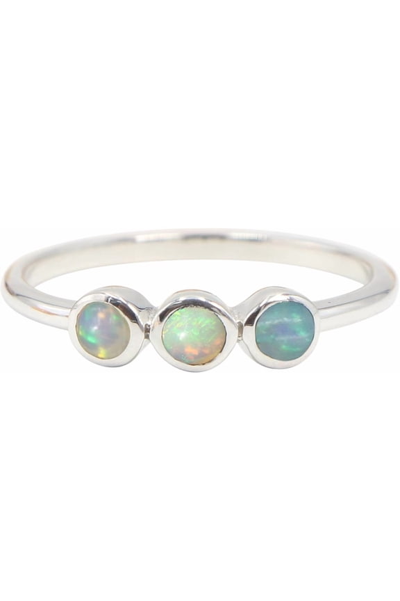 Ethiopian Opal Sterling Silver Ring – Elegant Minimalist Gemstone Jewelry for Women
