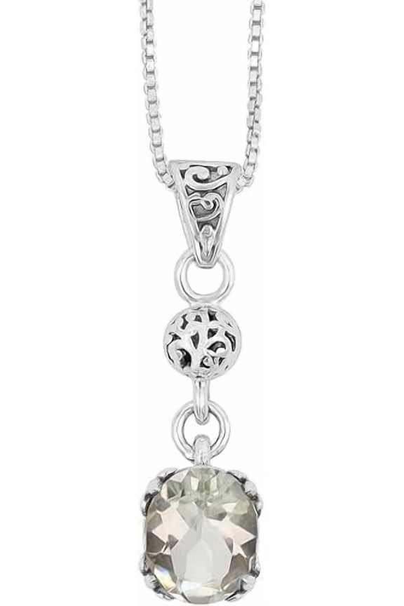 Green Amethyst Gemstone Pendant Sterling Silver Handmade Jewelry Gift for Women