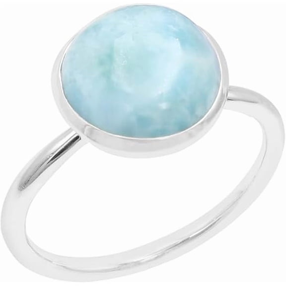 JAY JOOLS Larimar Ring – 925 Sterling Silver Handmade Birthstone Jewelry