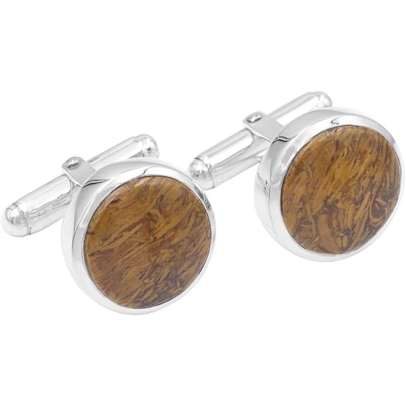 JAY JOOLS Mariyam Jasper Round Gemstone Cufflinks, 925 Sterling Silver Mens Jewelry