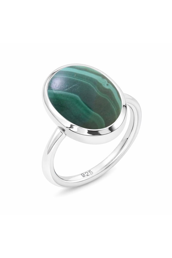 Natural Malachite Ring - 925 Sterling Silver Statement Jewelry for Women