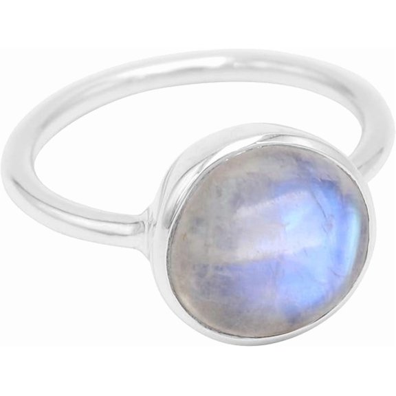 JAY JOOLS Rainbow Moonstone Ring – 925 Sterling Silver Handmade Jewelry for Women
