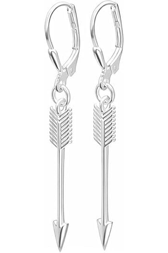 Sterling Silver Arrow Drop Earrings for Women, Leverback Dangle Arrow Earrings, Minimalist Jewelry