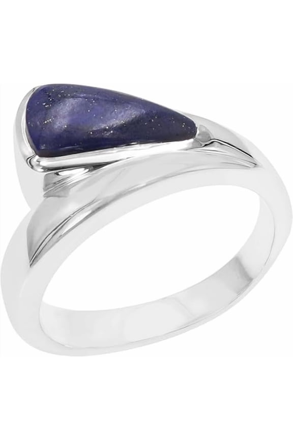 Sterling Silver Lapis Lazuli Ring Blue Gemstone Statement Jewelry for Women