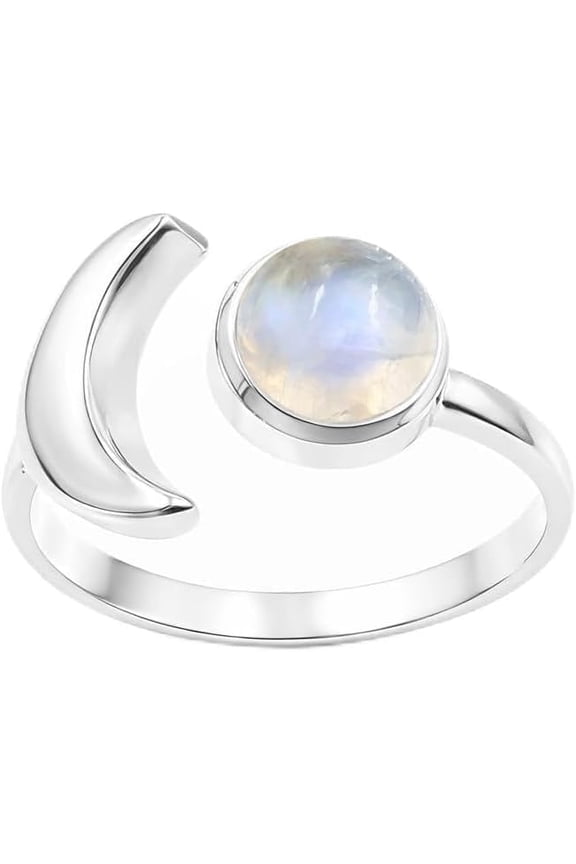 Sterling Silver Moonstone Ring for Women – Minimalist Celestial Jewelry