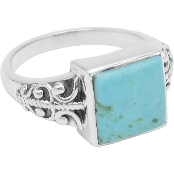 JAY JOOLS Turquoise Ring 925 Sterling Silver Gemstone Statement Jewelry for Women
