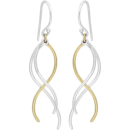 JAY JOOLS Two Tone Drop Dangle Earrings for Women – 925 Sterling Silver & Brass – Lightweight Earrings