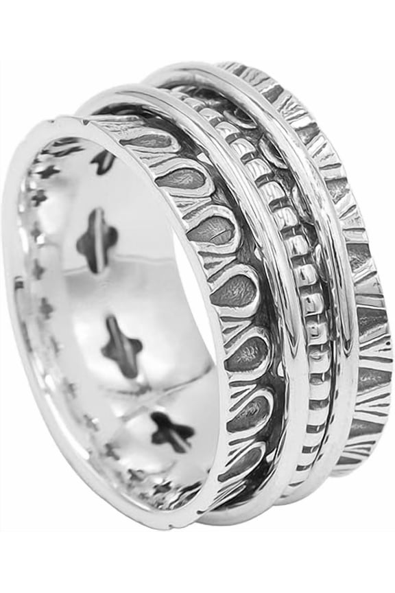Women's Meditation Spinner Ring Sterling Silver Stress Relief & Mindfulness