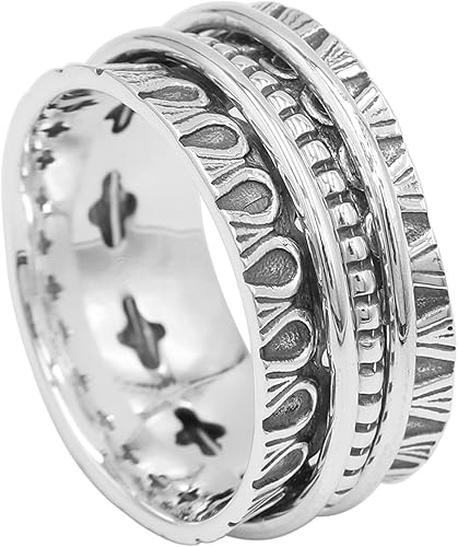 JAY JOOLS Women's Meditation Spinner Ring Sterling Silver Stress Relief & Mindfulness