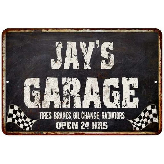 JAY'S Garage Black Grunge Sign 8x12 Decor Gift 108120005013