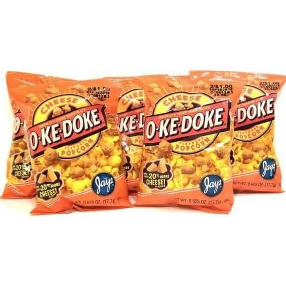 JAY'S O'KE DOKE Cheese Flavored Popcorn A Chicago Original 5 Pack .625 oz bags