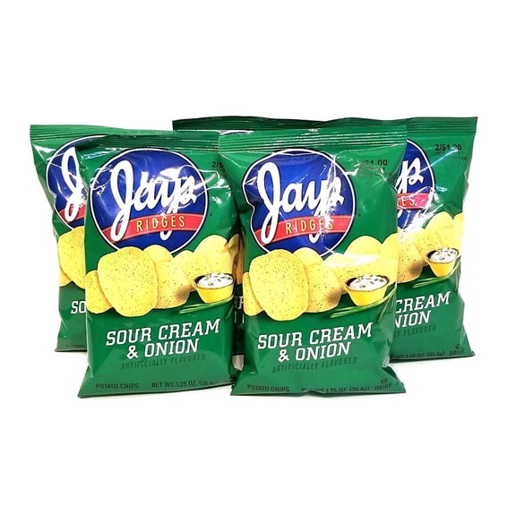 JAY'S Sour Cream & Onion Ridges Potato Chips 5 Pack 1.25 oz bags