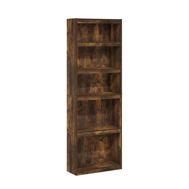 Amber Pine Adjustable 5-Tier Wooden Bookshelf