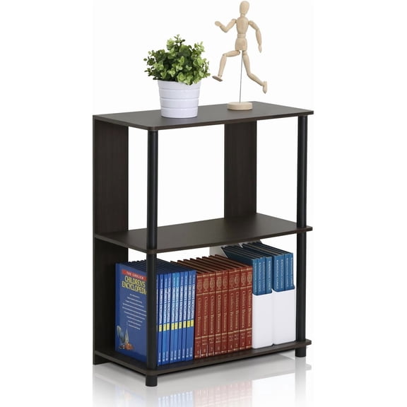 JAYA Simple Design 3-Tier Bookcase / Bookshelf / Display Rack, Plastic Tubes, Walnut