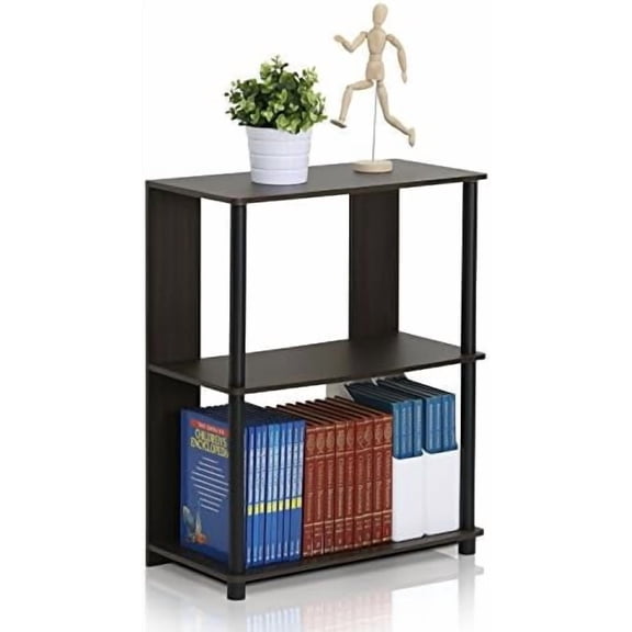 JAYA Simple Design 3-Tier Bookcase / Bookshelf / Display Rack, Plastic Tubes, Walnut
