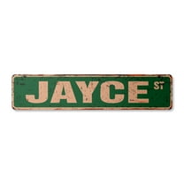 JAYCE Vintage Aluminum Street Sign Childrens Name Room Metal Sign rustic metal tin | Indoor/Outdoor | 24" Wide
