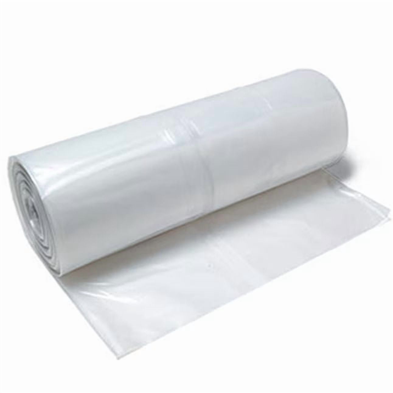 String-Reinforced Clear Poly Sheeting 20' x 100', Wide Tear-Resistant Vapor Barrier for Crawl Space, Under Slab & Construction Enclosures