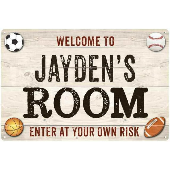 JAYDEN'S Room Kids Bedroom Sign Boy's Gift 8x12 Metal 108120090055