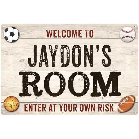 JAYDON'S Room Kids Bedroom Sign Boy's Gift 8x12 Metal 108120090439
