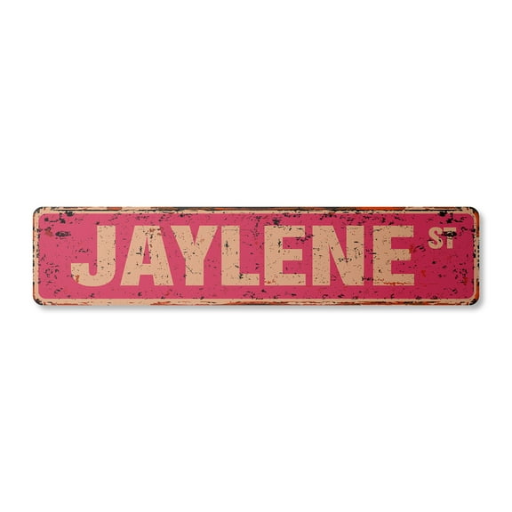 JAYLENE Vintage Plastic Street Sign Childrens Name Room Sign | Indoor/Outdoor | Â 18" Wide