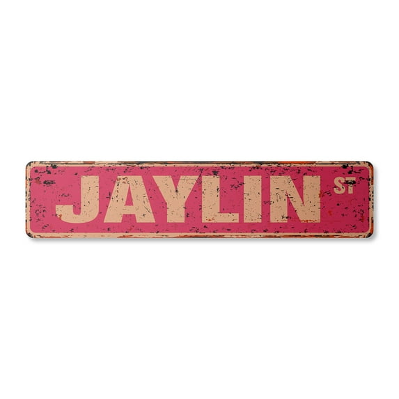 JAYLIN Vintage Plastic Street Sign Childrens Name Room Sign | Indoor/Outdoor | 24" Wide