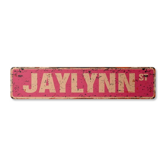 JAYLYNN Vintage Plastic Street Sign Childrens Name Room Sign | Indoor/Outdoor | 18" Wide
