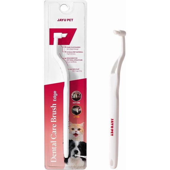 JAYU PET Edge Bristle 1EA - Dog Toothbrush, Cat Toothbrush, Removes Tartar, Fresh Breath, Tooth Brushing for Small Dogs and Kitten