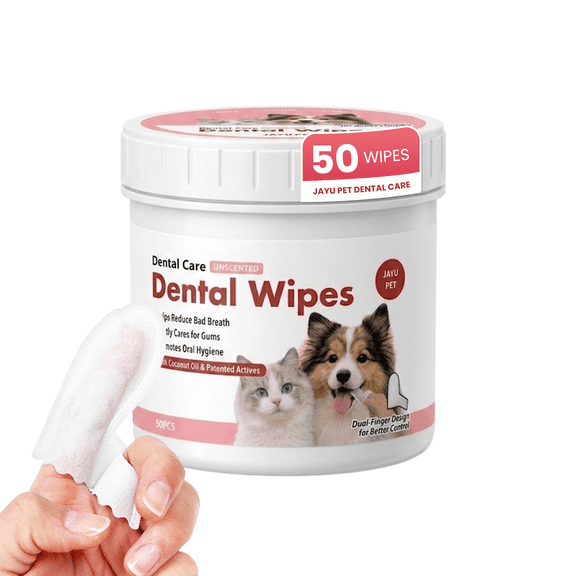 JAYU PET Unscented Dental Finger Wipes for Dogs and Cats