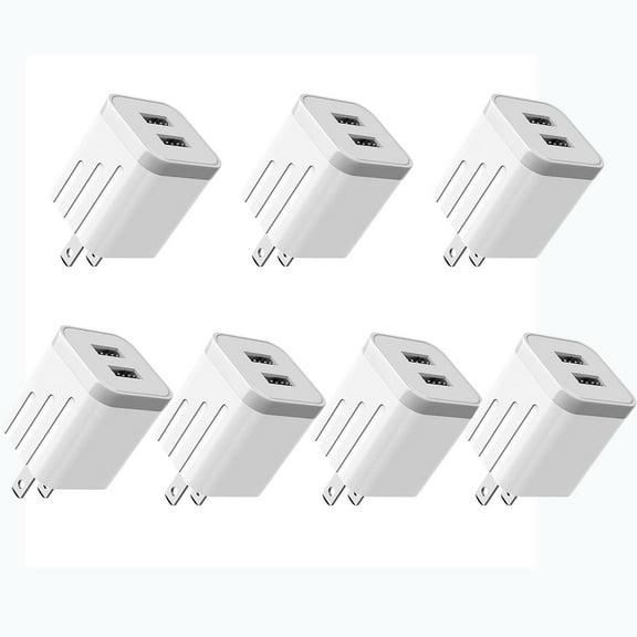 JAYUANONE USB dual port Portable Charger Plug, 5V 2.1A Wall Power Adapter for usb night light, game console, headset