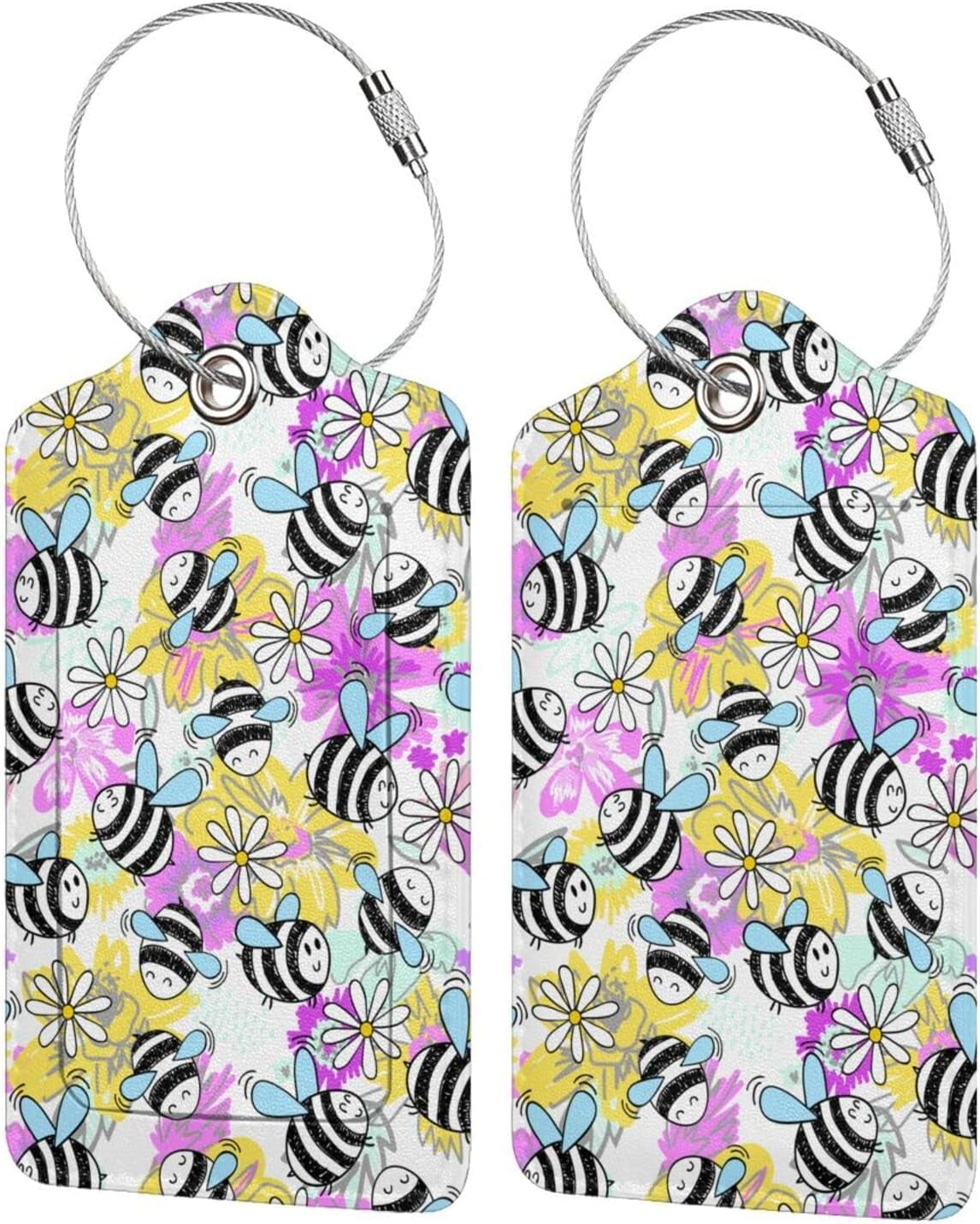 JAYUN Bee PU Leather Luggage Tags for Suitcase, Travel Cruise Luggage