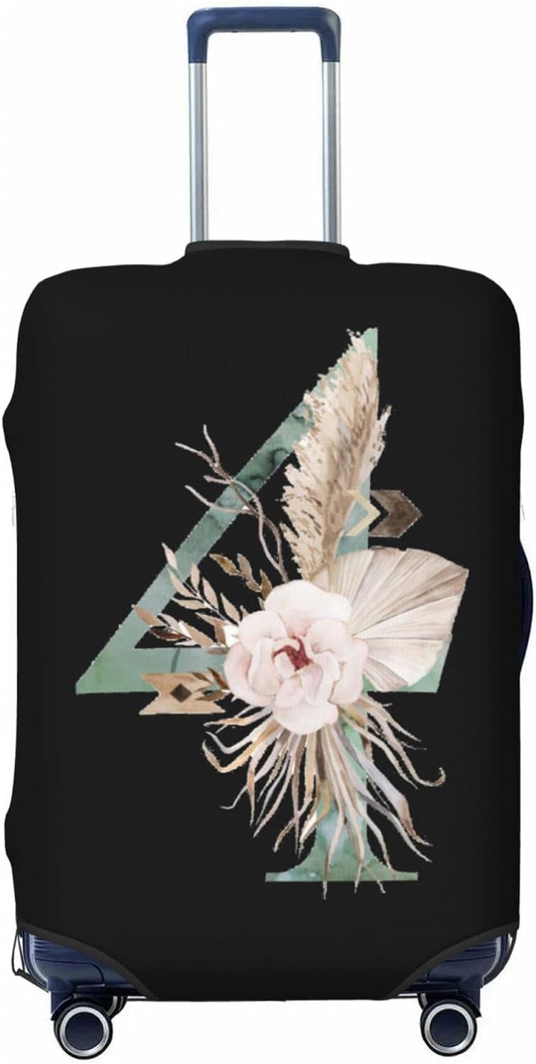 JAYUN Travel Luggage Cover, Boho Green Letter R With Antlers Tropical