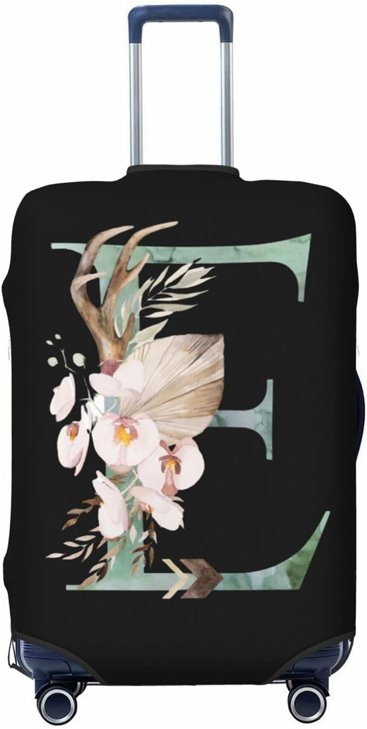JAYUN Travel Luggage Cover, Boho Green Letter R With Antlers Tropical