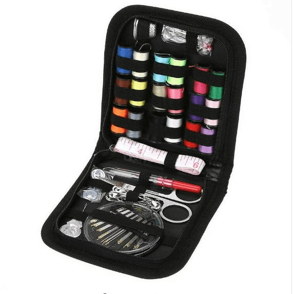 JAYWAYNE Home Sewing Kit - 70-Piece Portable Sewing Supplies with Thread, Scissors, Needles, Tape Measure, Thimble for Beginners & DIY Repairs (Black)