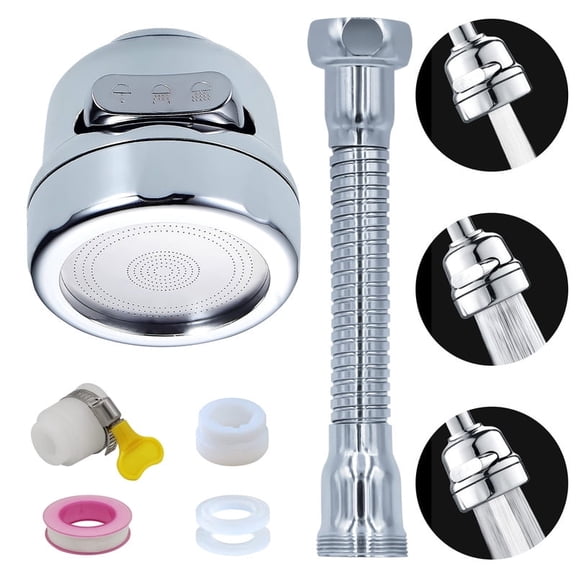 JAYWAYNE Kitchen Faucet Sprayer Attachment, 360 Rotatable Faucet Extender with 3 Spray Modes, Anti-Splash Aerator Tap Booster, Water Saving & Easy Install Sink Head for Kitchen, Universal Fit