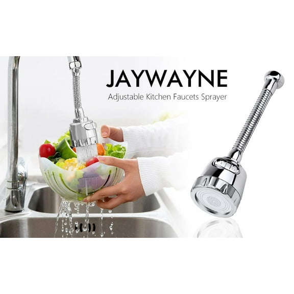 JAYWAYNE 360° Swivel Kitchen Faucet Aerator with 3 Spray Modes,  Anti-Splash Water Saving Spray Head, Flexible Gooseneck Design for Kitchen & Bathroom Sink