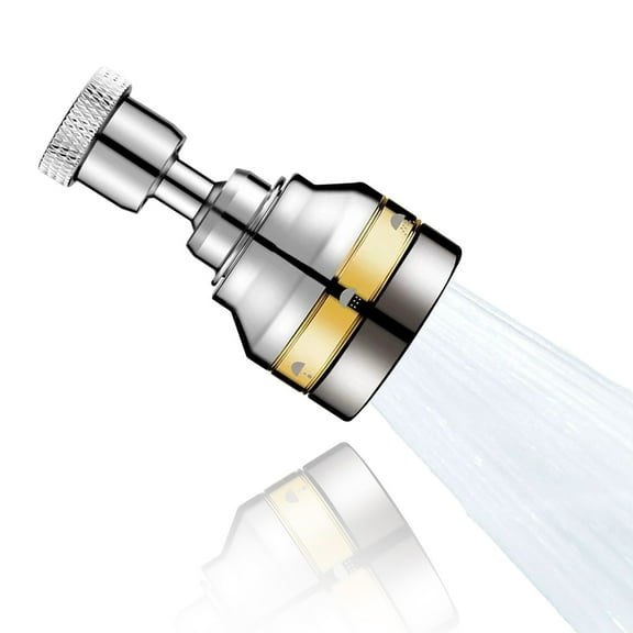 JAYWAYNE Solid Brass Faucet Aerator with 80° Rotatable Head, Anti-Splash High Pressure Design, Water Saving, Easy Install for Kitchen Bathroom Sink (Matte Gold)