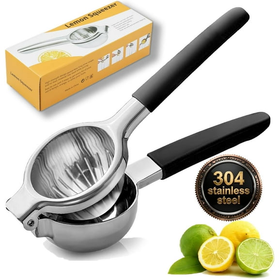 JAYWAYNE Stainless Steel Lemon Squeezer, Manual Citrus Juicer, Lemon Lime Orange Squeezer with Silicone Handles Ergonomic Non-Slip Design for Kitchen, Bar, Restaurant, Home Use
