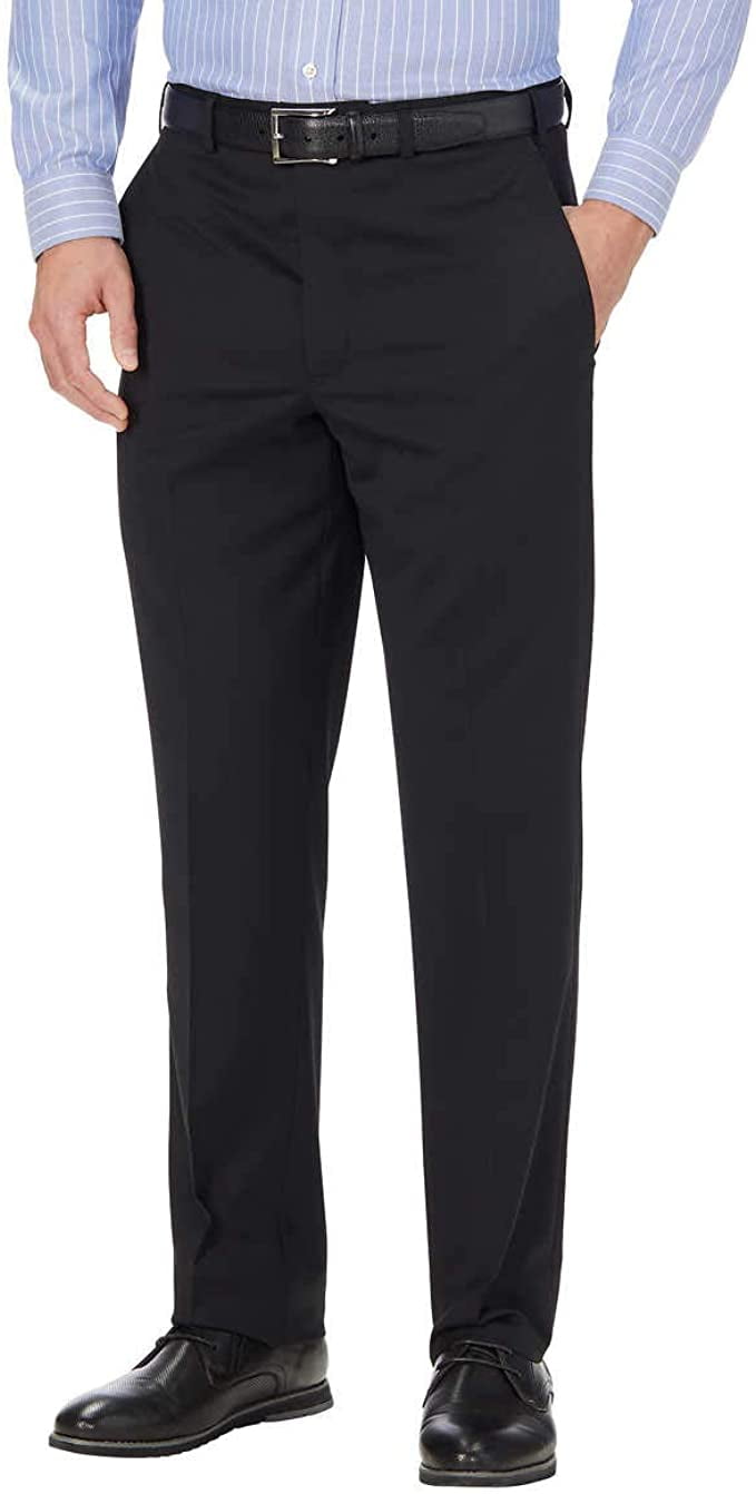 JB Britches Men's FashionTrek Flat Front Dress Pants (Black, 36x29)