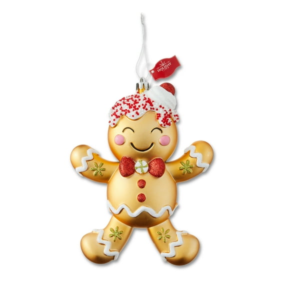 Red and Gold Jumbo Gingerbread Man Christmas Ornament, 8", by Holiday Time