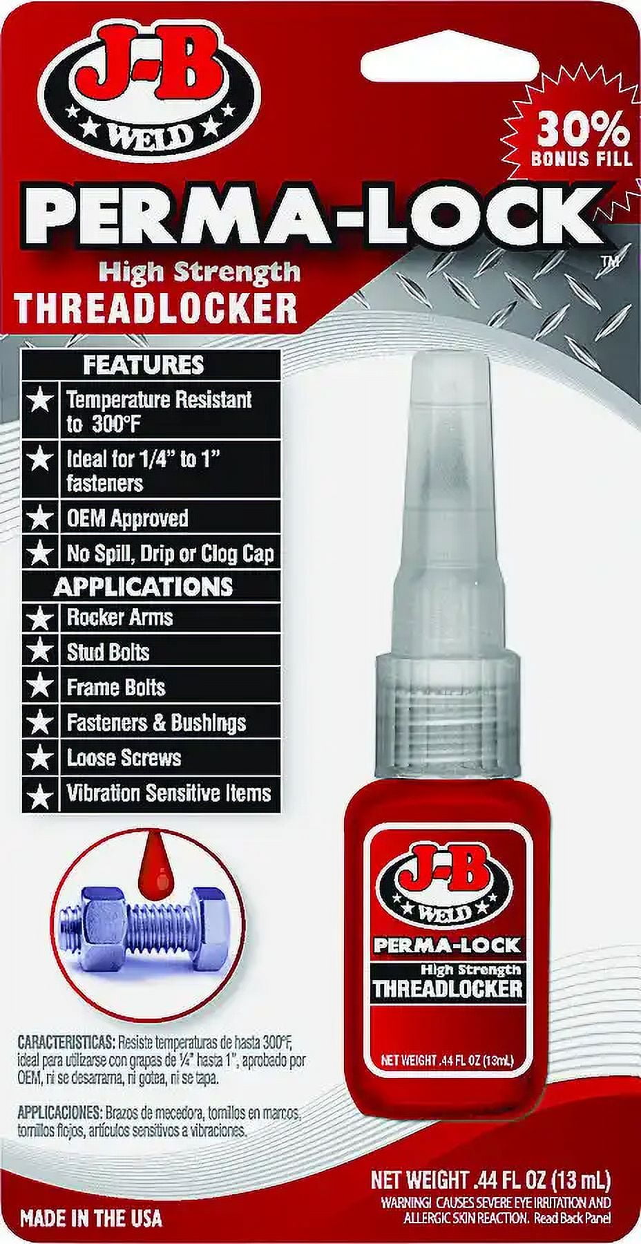 JB Weld 27113 PermaLock Threadlocker Liquid 13 ML Bottle