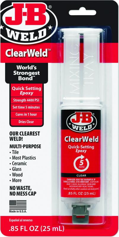 JB Weld 50112 Clear Weld Quick Setting Epoxy Adhesive, 0.85 fl oz