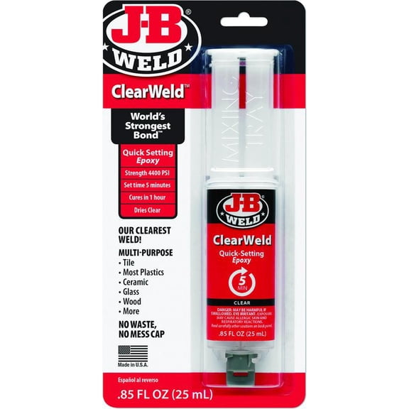 JB Weld 50112 Clear Weld Quick Setting Epoxy Adhesive, 0.85 fl oz