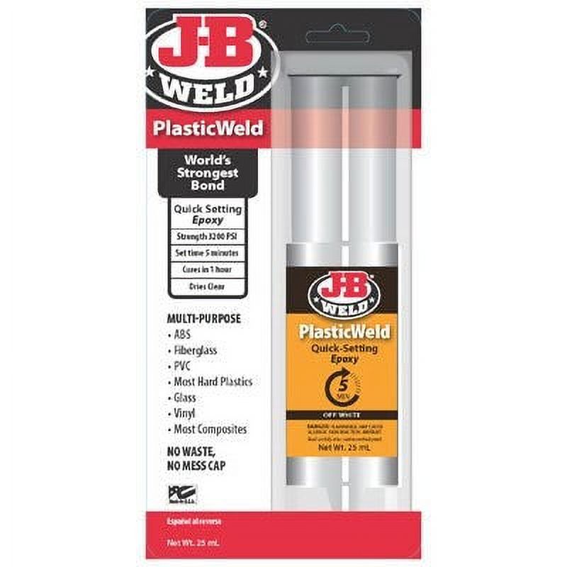 JB Weld PlasticWeld Quick Setting Epoxy Syringe, 25ml 1 Pack