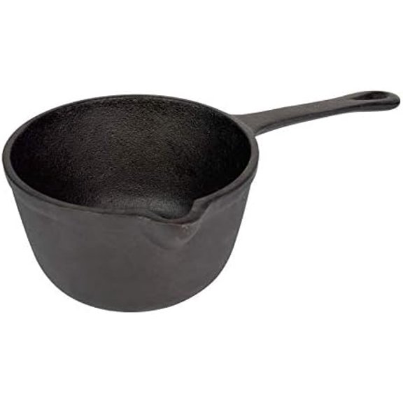 JB0204 Pre-Seasoned Heavy Duty Construction Cast Iron Basting Pot for Grilling and Oven, Large, Black