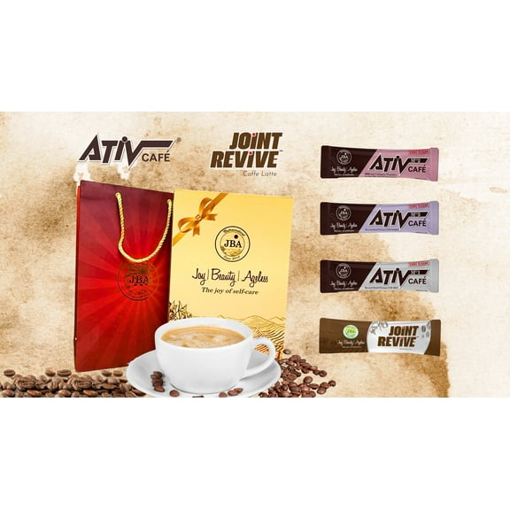 JBA Brands ATIV Cafe Gift Box with Multivitamin, Collagen Peptide, and Joint Health Coffee, 40 Count