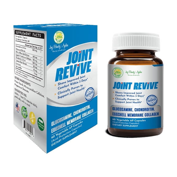 JBA Brands Joint Revive Capsule, Glucosamine, Chondroitin, Eggshell Membrane Collagen, 60 Count