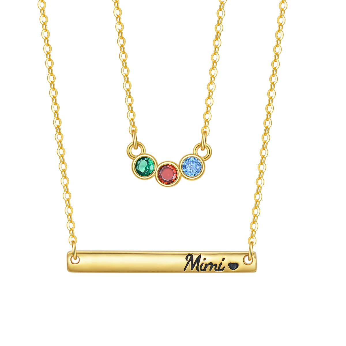 Sterling Silver Mimi Necklace With Birthstones JBAERD Mimi Necklace 925  Sterling Silver Birthstones Jewelry