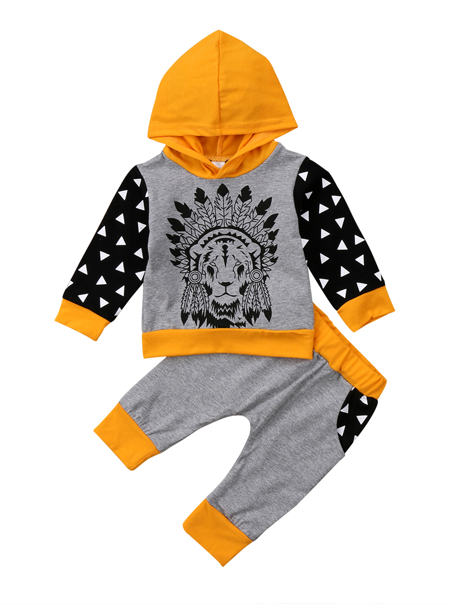 JBEELATE Baby Boys Lion Outfit Long Sleeve Hoodie Sweatshirt Pants Animal  Clothes Set 