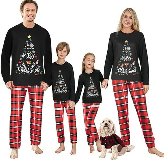 JBEELATE Family Matching Pajamas Christmas Pjs Holiday Nightwear Sleepwear Sets Long Sleeve Pjs for Couples Youth